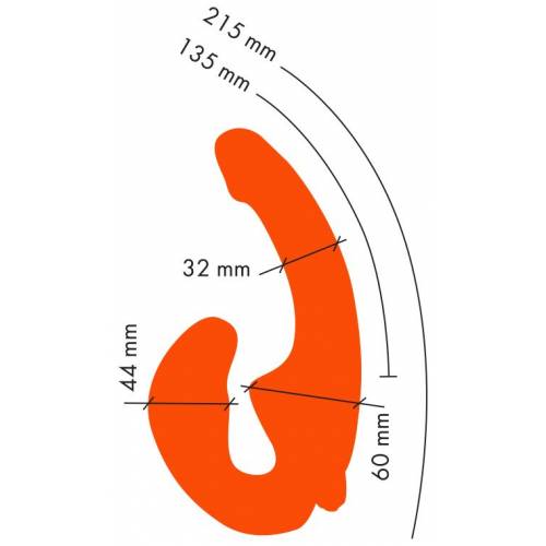 Оранжевый анатомический безремневой страпон с вибрацией
