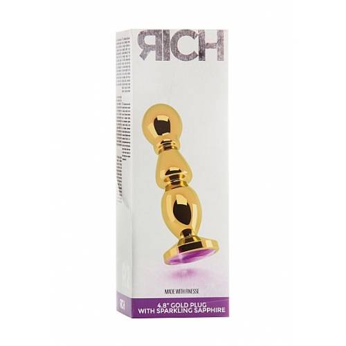 Анальная пробка 4,8" R2 RICH Gold/Purple Sapphire