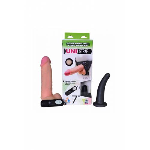 СТРАПОН НА КРЕПЛЕНИИ LOVETOY UNI STRAP 7'' HARNESS BEST OF AL С ВИБРАЦИЕЙ