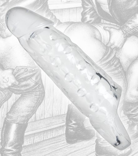 Насадка на член с кольцом для мошонки Clear Realistic, 24 см - Tom of Finland