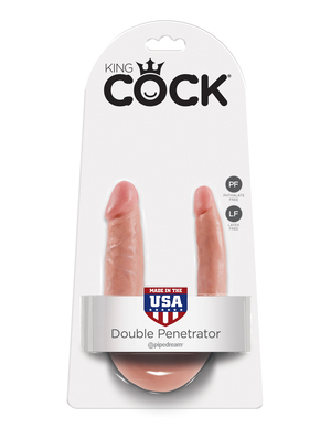 Фаллоимитатор реалистик двусторонний King Cock Double Penetrator телесный