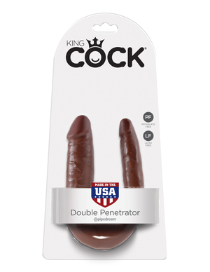 Фаллоимитатор реалистик двусторонний King Cock Double Penetrator коричневый