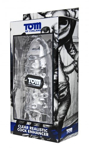 Насадка на член с кольцом для мошонки Clear Realistic, 24 см - Tom of Finland