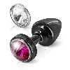 Анальный плаг Anni Magnet T1 Black cristal/fushia с 2мя заменяемыми кристаллами