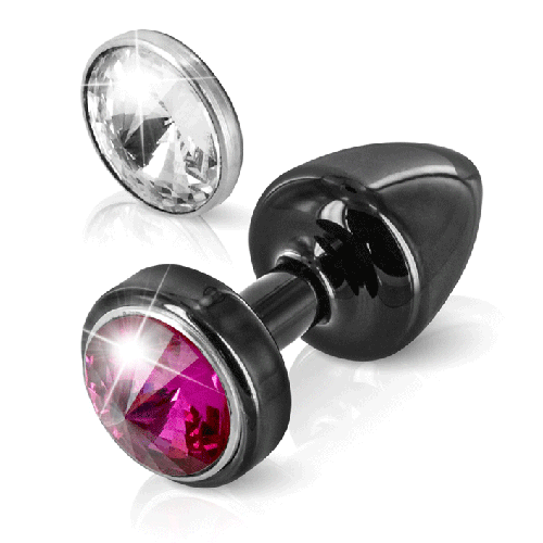 Анальный плаг Anni Magnet T1 Black cristal/fushia с 2мя заменяемыми кристаллами