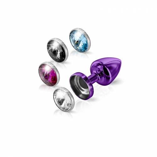 Анальный плаг Anni Magnet T1 Purple Cristal/blue с 2мя заменяемыми кристаллами