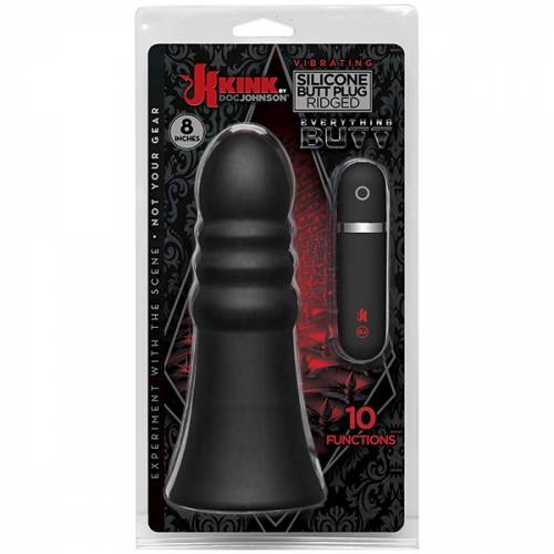 Анальная пробка с вибрацией Kink Vibrating Silicone Butt Plug Ridged 8