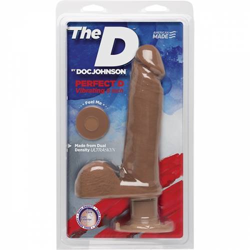 Вибромассажер реалистик со встроенным мотором на присоске The D™ - Perfect D Vibrating 8 - Caramel