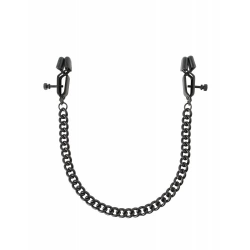 Зажимы на соски с цепочкой черные Heavy Duty Nipple Clamps