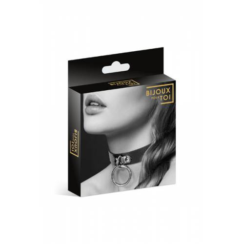 Чокер с кольцом черный COLLIER FETISH NOIR