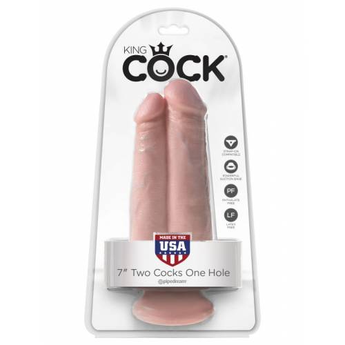 Фаллоимитатор сдвоенный на присоске King Cock 7 Two Cocks One Hole