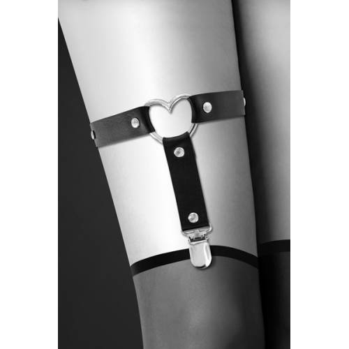 Гартер Bijoux Pour Toi с металлическим сердцем черный GARTER WITH BOW BLACK