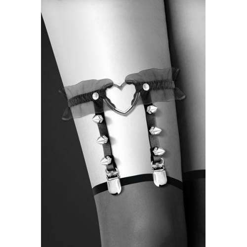 Гартер Bijoux Pour Toi с бантиком и шипами GARTER WITH HEART BLACK