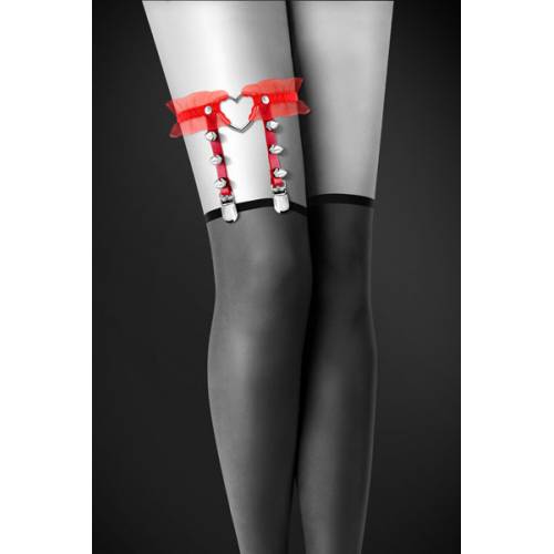 Гартер Bijoux Pour Toi с бантиком и шипами GARTER WITH HEART RED красный