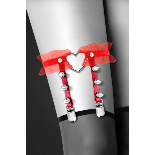 Гартер Bijoux Pour Toi с бантиком и шипами GARTER WITH HEART RED красный