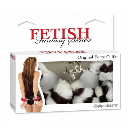 Меховые наручники-металл зебра Fetish Fantasy Series Original Furry Cuffs Zebra