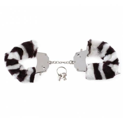 Меховые наручники-металл зебра Fetish Fantasy Series Original Furry Cuffs Zebra