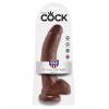 Фаллоимитатор на присоске с мошонкой коричневый King Cock 9 Cock with Balls Brown