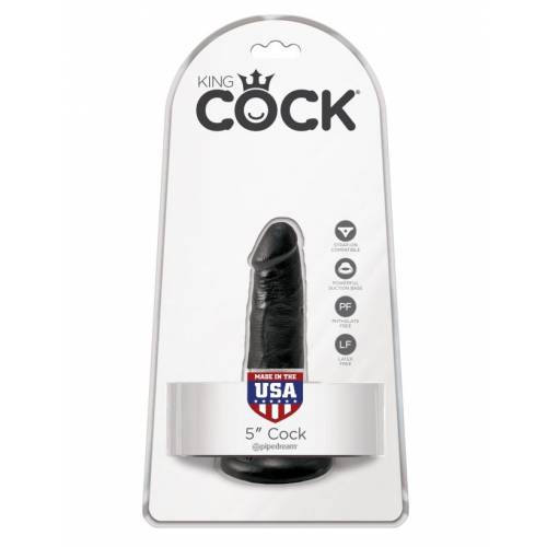 Фаллоимитаттор на присоске черный King Cock 5 Cock Black