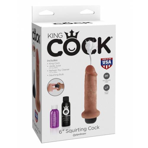 Фаллоимитатор с функцией эякуляции загорелый King Cock 6 Squirting Cock Tan