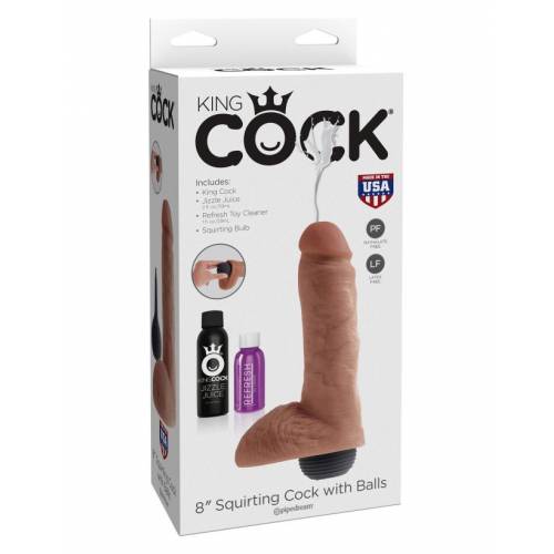 Фаллоимитатор с эякуляцией загорелый King Cock 8 Squirting Cock w/ Balls