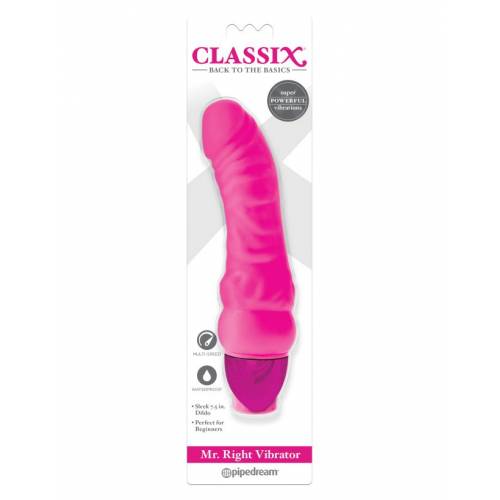 Неоново-розовый вибромассажер Classix Mr. Right Vibrator