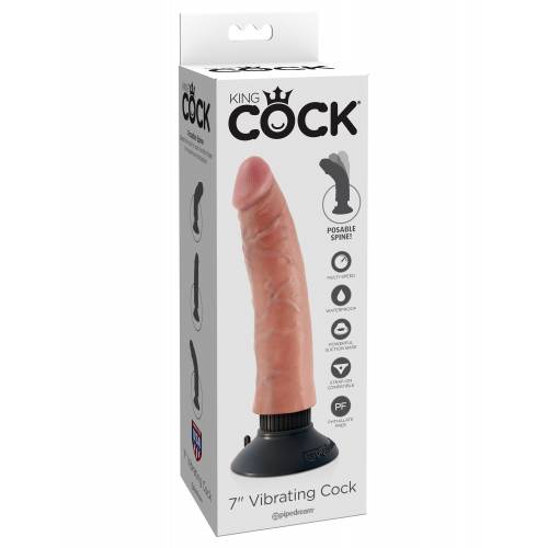 Вибратор реалистик на присоске King Cock 7" телесный