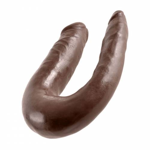 Двусторонний дилдо коричневый King Cock U-Shaped Small Double Trouble Brown