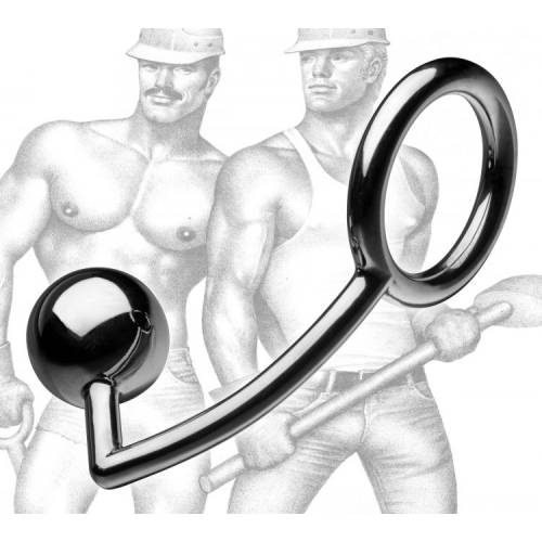 Эрекционное кольцо с анальным шаром из металла - Tom of Finland, 5 см