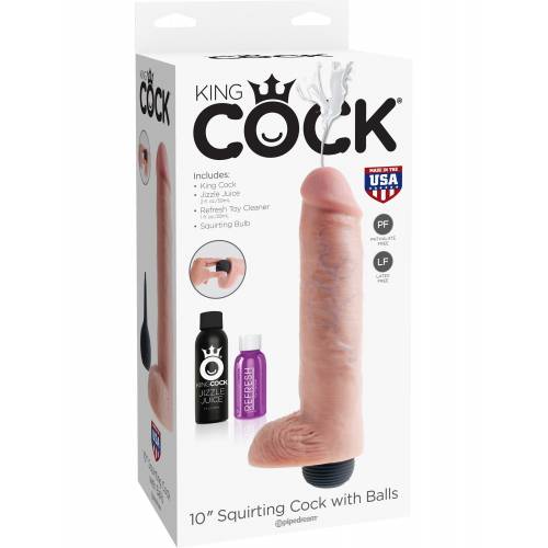 Фаллоимитатор King Cock 10" реалистик с имитацией семяизвержения телесный