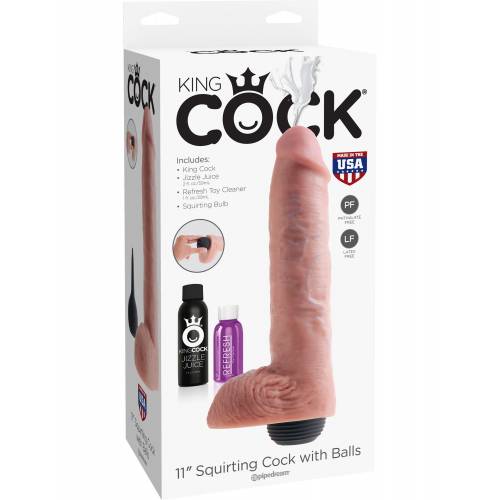 Фаллоимитатор King Cock 11" реалистик с имитацией семяизвержения телесный