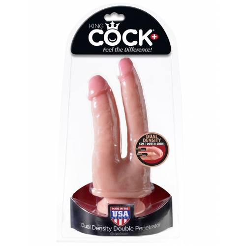 Фаллоимитатор двойной реалистик King Cock+ Dual Density 12" телесный